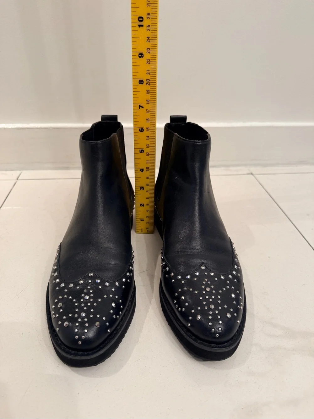 Michael Kors Black Leather Studded Chelsea Booties